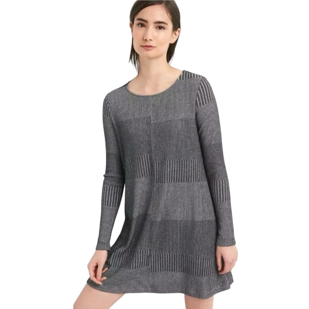 Gap Gray Ribbed Swing Sweater Dress Size S Long Sleeve